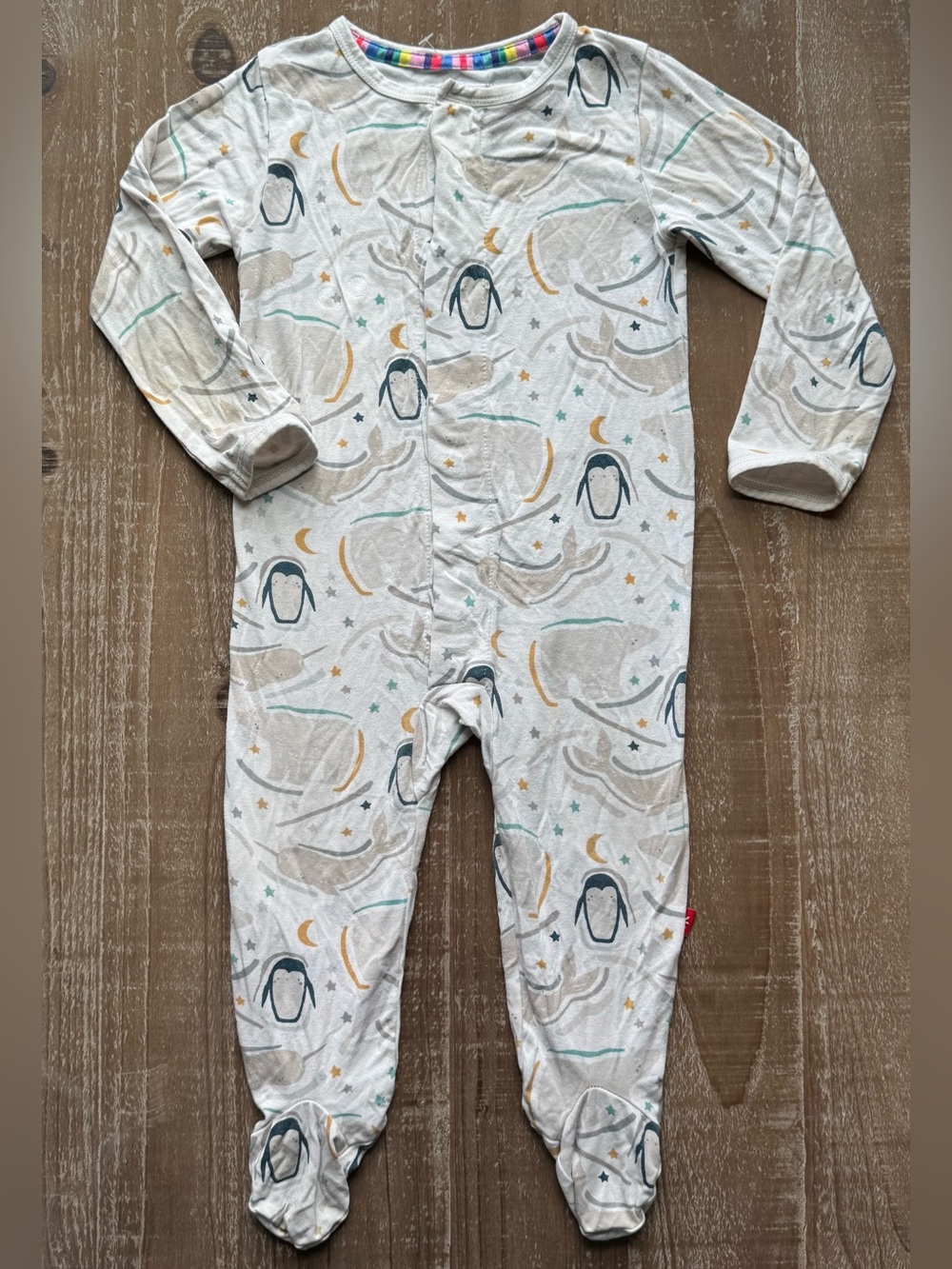 Magnetic Me Penguin Polar Bear Arctic Footie Sleeper 6-9M Baby Modal Neutral
